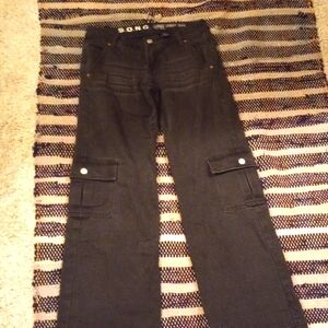 💕 Cargo 90's Scene Black Washed Cargo Jeans 🎵🎶